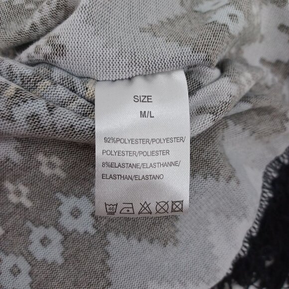 QED London Gray Nordic Fair Isle Fringe Poncho Sweater Women's M/L Relaxed Cozy - Picture 8 of 13